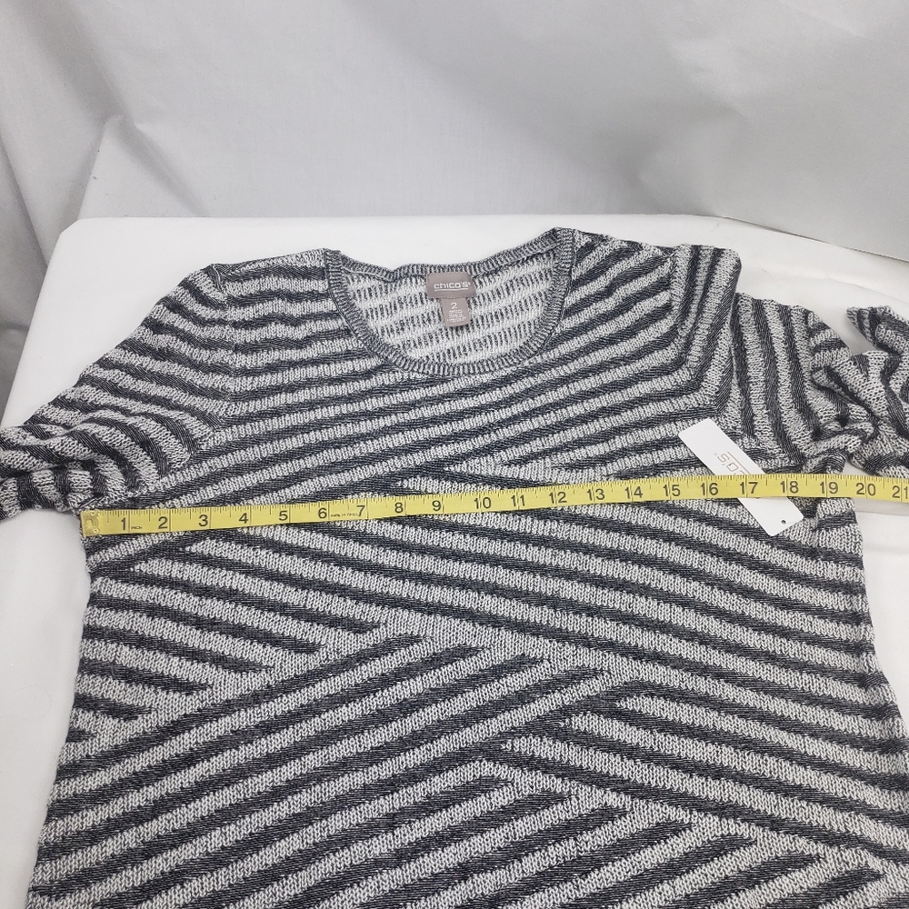Chico’s Grey Black Striped Sweater Size 2. NWT - Picture 5 of 5